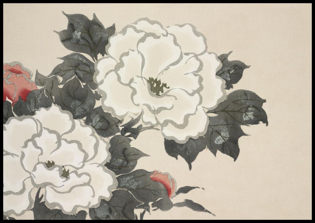 Plakat 100x70cm Blumen, Japanischer Vintage Sekka für das Wohnzimmer
