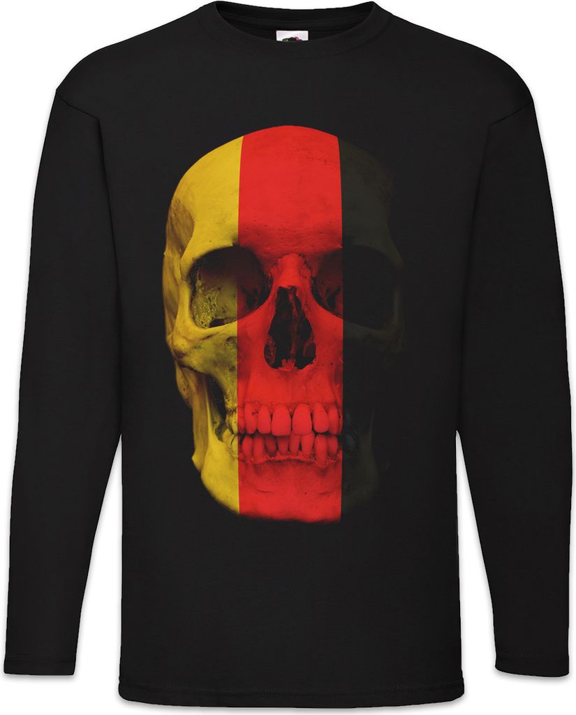 Urban Backwoods Classic Germany German Skull Flag, Langarm T-Shirt, Farbe: Schwarz, Größe: 5XL