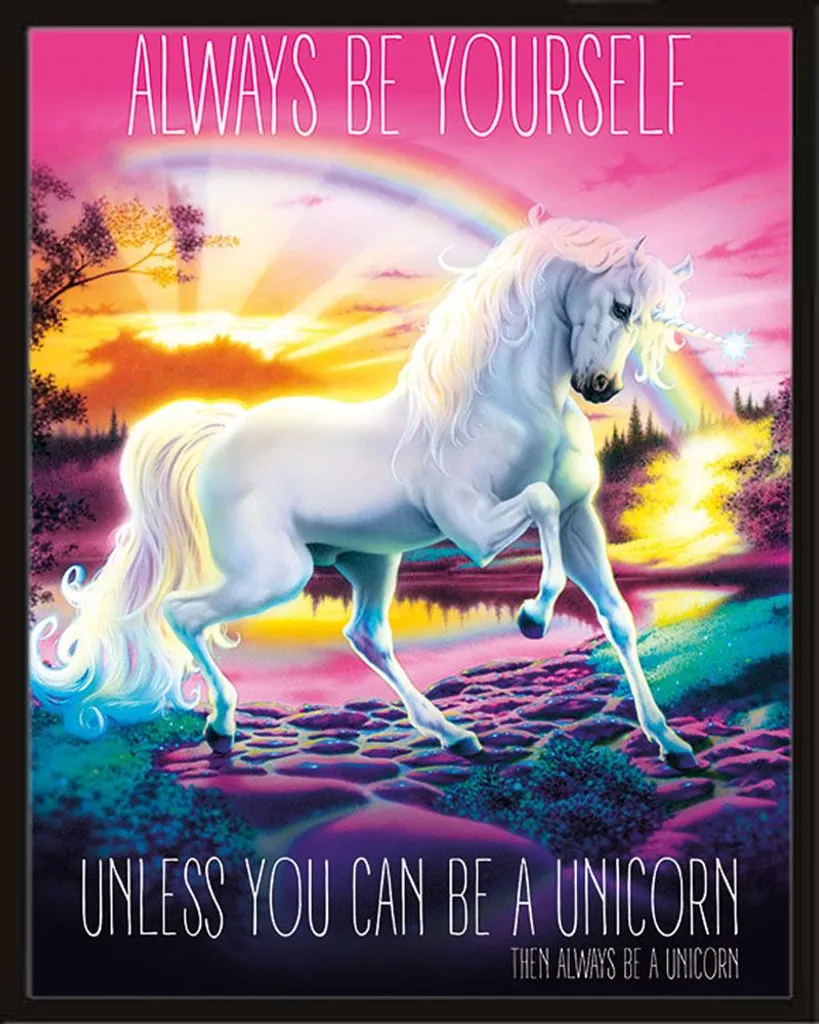 Quadro Unicorno Sii Te Stesso Shinsuke - Cornice Nera e Acrilico
