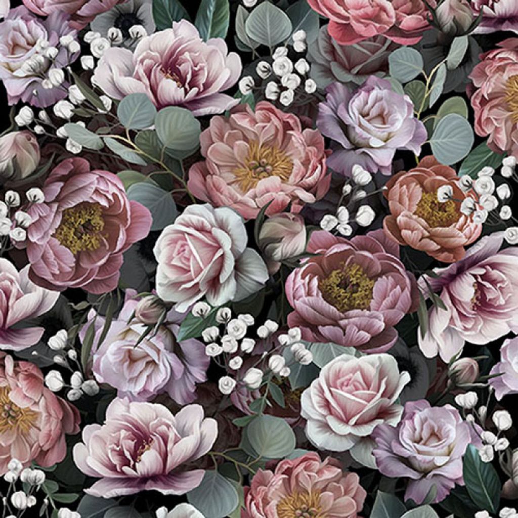Servietten Papier 33x33cm 3-lagig mit Rosenmotiv & Produktbild 