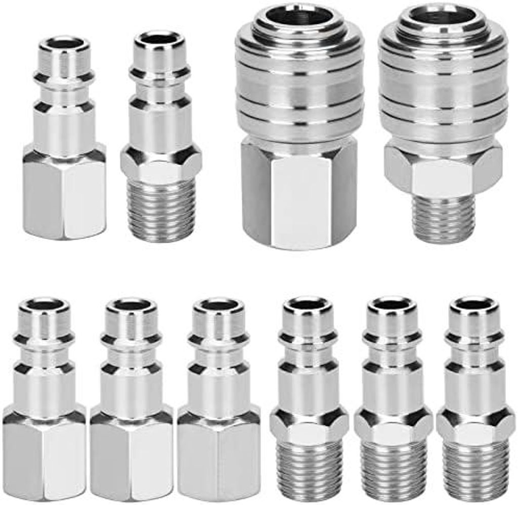 10 stk Euro Druckluftkupplung 1/4"BSP Schnellkupplung für Schläuche Kupplungsstecker Luftleitung Schlauch Kompressor Fitting Kupplungen Luft