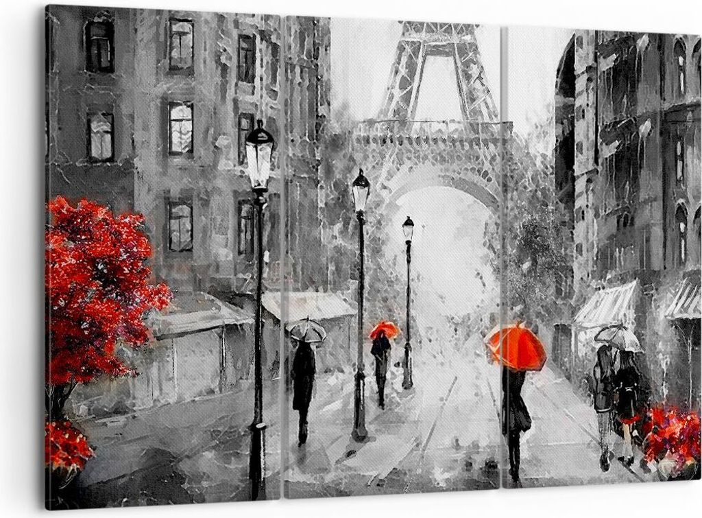 Bild auf Leinwand - Leinwandbild - Paris Stadt Zuhause - 105x70cm - Wand Bild - Wanddeko - Leinwanddruck - Bilder - Kunstdruck - Wanddekoration - L...