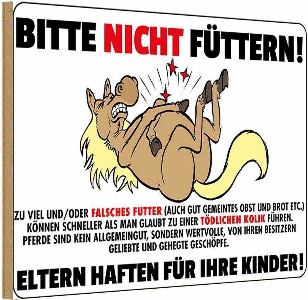 vianmo Holzschild 20x30 cm Pferd bitte nicht füttern Eltern haften Warnschild Hinweisschild