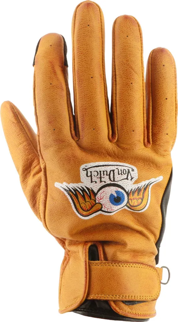 Guanti da moto perforati Von Dutch X Helstons Vision, oro/nero, 10