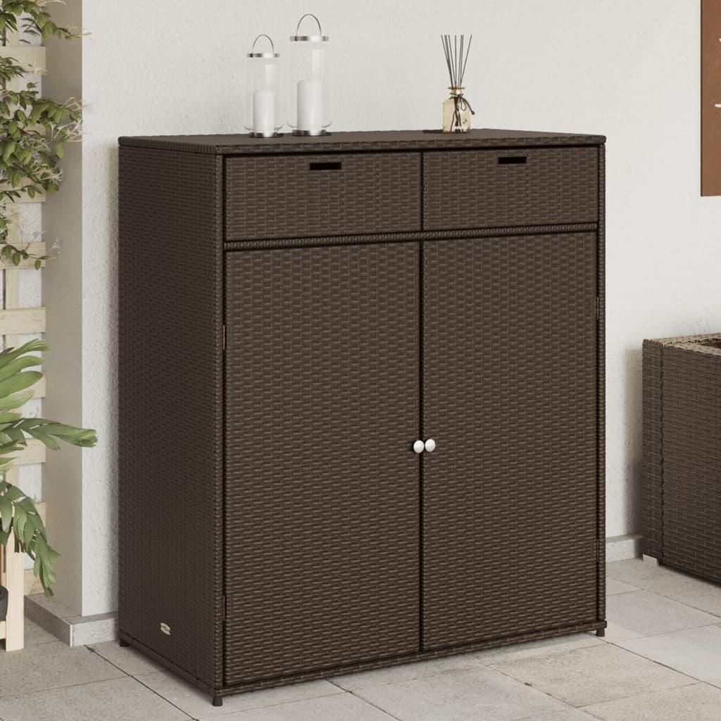 Zahradní úložná skříň polyratan Hnědá / 105 x 55 x 113 cm Obrázek produktu 