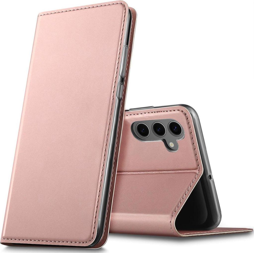 Conie Ultra Slim Klapp Tasche für Samsung Galaxy S25 Plus Kartenfach Hülle Rundumschutz in Rosa