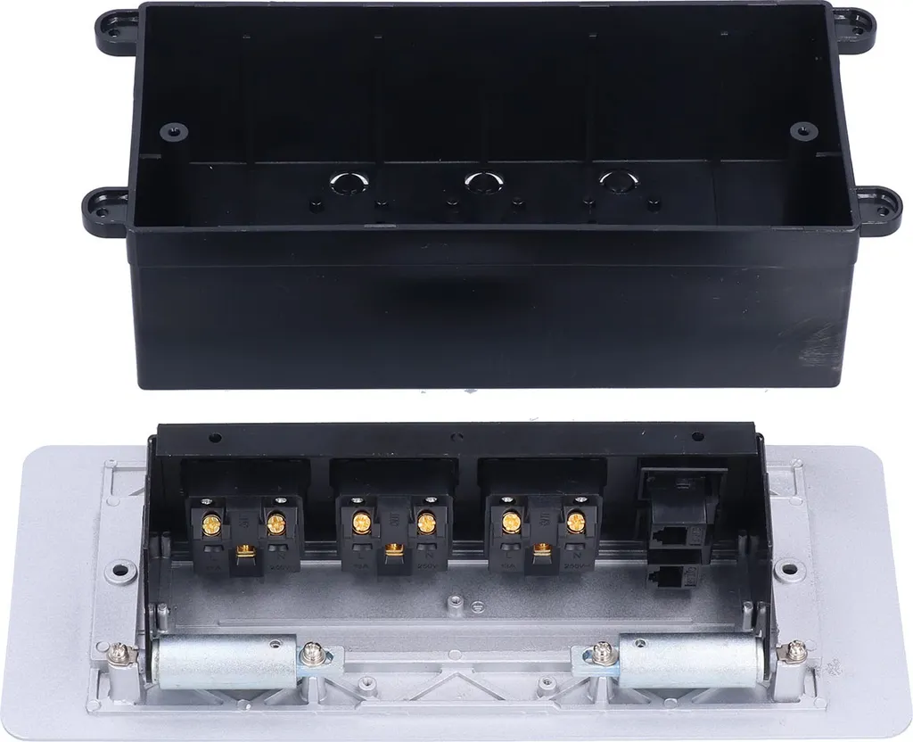 Prise électrique de sol 13A 250V avec connecteurs réseau et téléphone RJ
