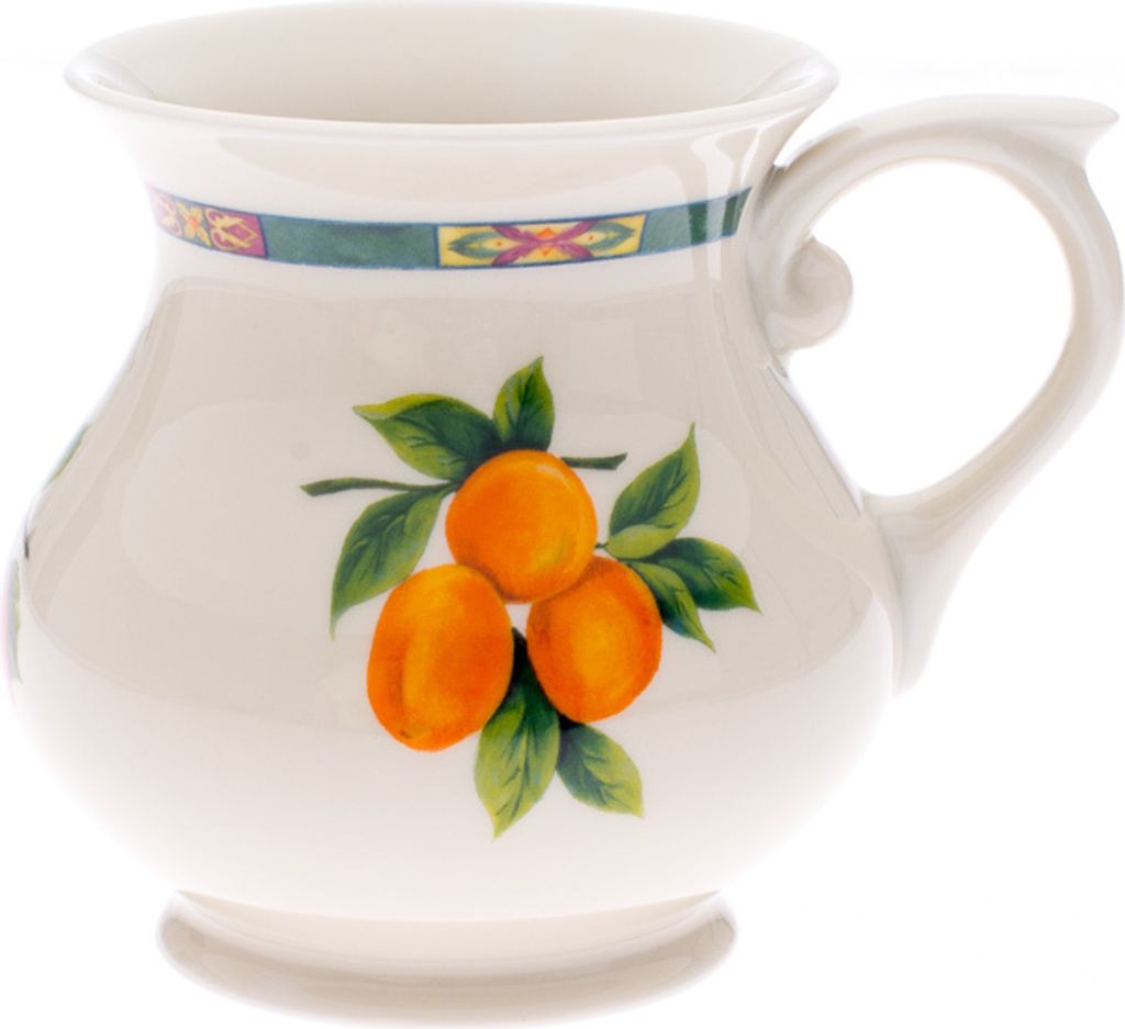 Becher Mary-Anne 0,5 l, Karlsbader Porzellan Leander Meadows, Früchte, Elfenbein