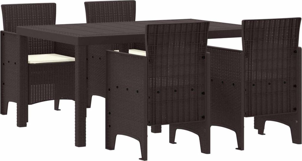Garten Essgruppe 5 pcs Braun Polt Rattan