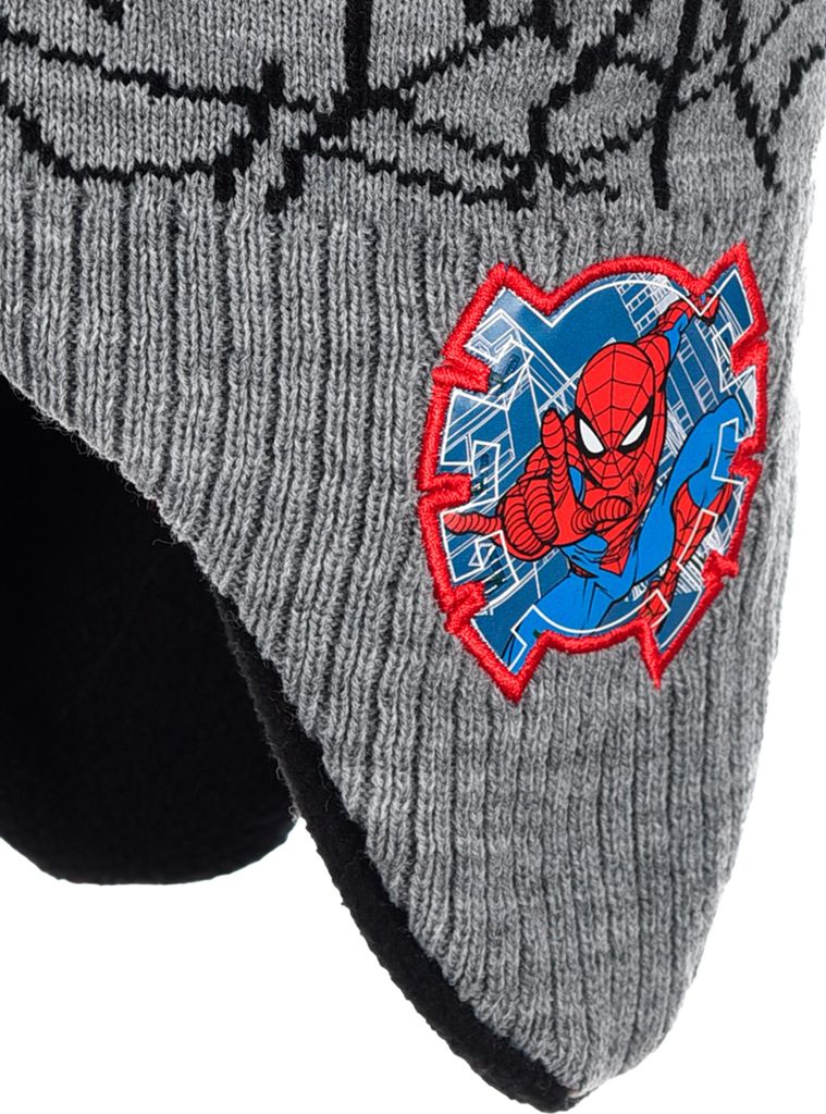 Spider-Man Kinder Jungen Winter-Mütze Bommelmütze, Farbe:Grau, Größe:52