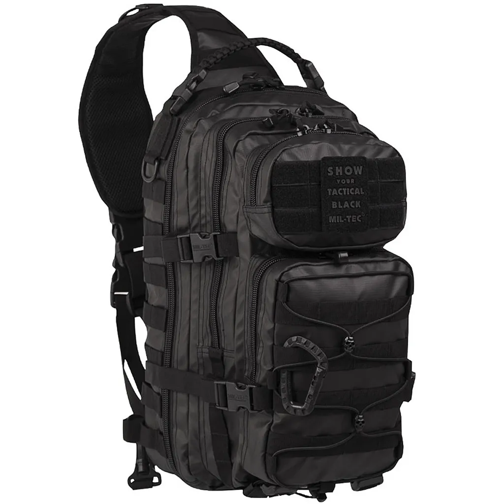 Sac à Dos Tactique Bandoulière Noir Large - Sacoche Assault Militaire