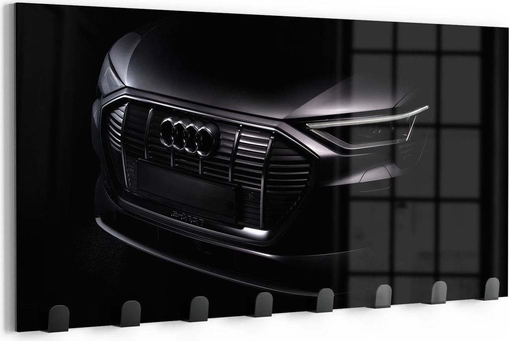 DEQORI Kleiderhaken Glas 60x30 cm 'Audi Frontalaufnahme' Wand Garderobe beschreibbar
