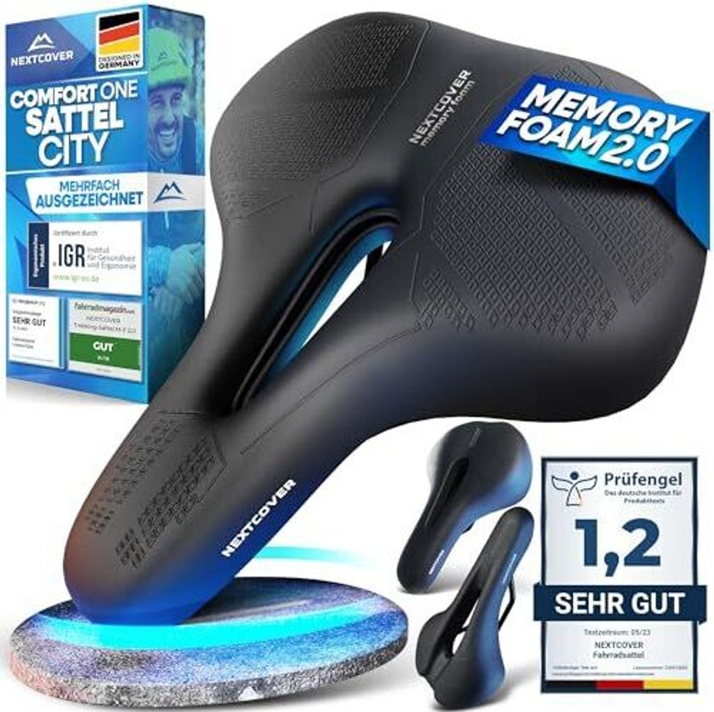 nextcover Fahrradsattel, Memory-Schaum 2.0, ergonomisch, Produktbild 