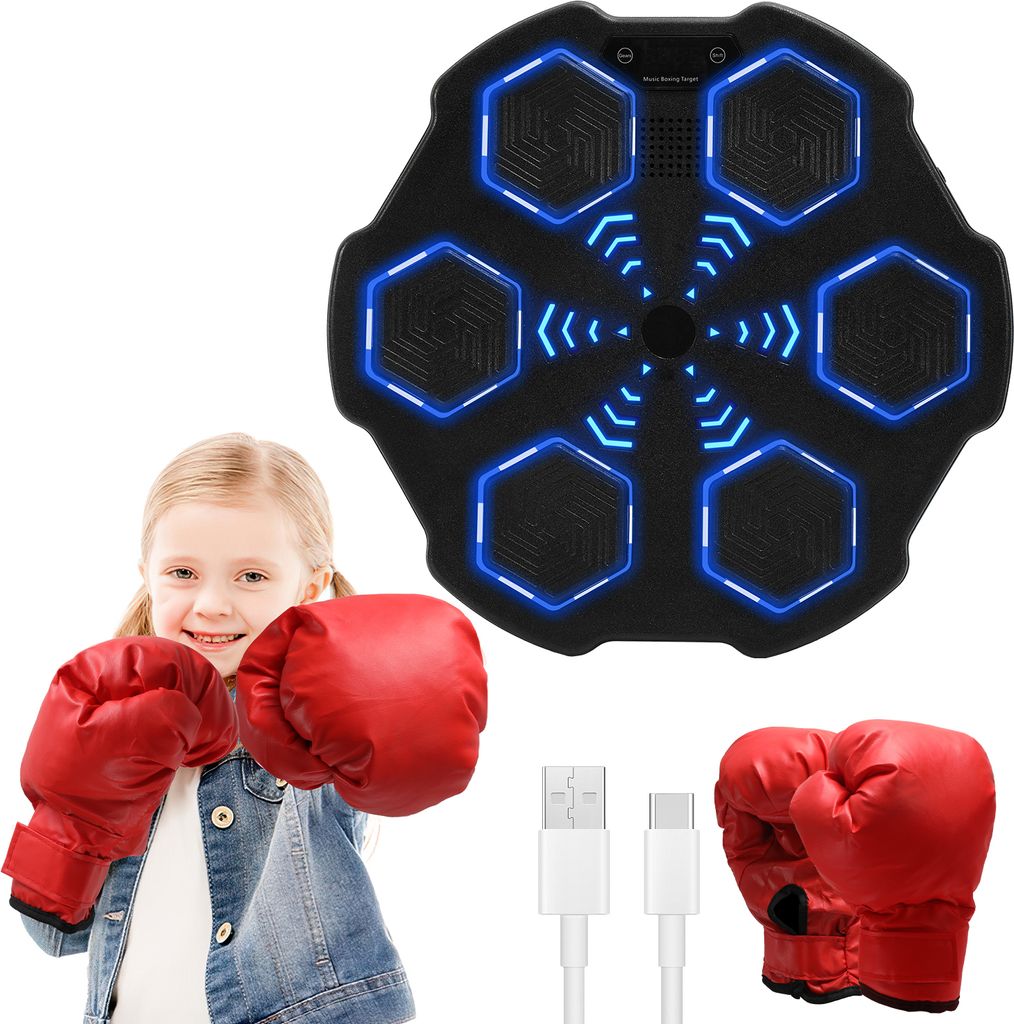 Aopunly Boxmaschine Wandmontage Bluetooth Musik Boxing Boxautomat Rhythmus-Reaktionstrainer, wandmontierter Schlagtrainer mit 9 Geschwindigkeiten