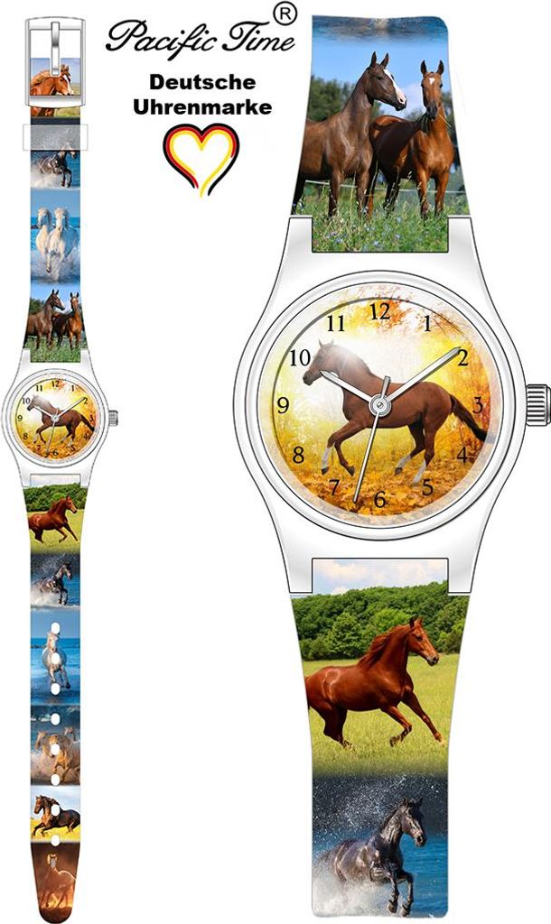 Kinder Armbanduhr Mädchen Uhr Motivuhr Geschenk Sonne Pferd Produktbild 