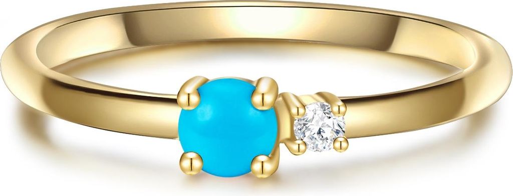 Ring Sterling Silber gelbgold Türkis (rek.) Zirkonia weiß 56