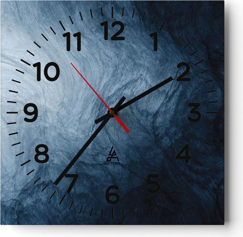 Wanduhr - Quadrat - Glasuhr - Wasser Blau Farbe - 30x30cm - Schleichendes Uhrwerk - Lautlos - zum Aufhängen bereit - Dekoration Modern - Wanddekor...