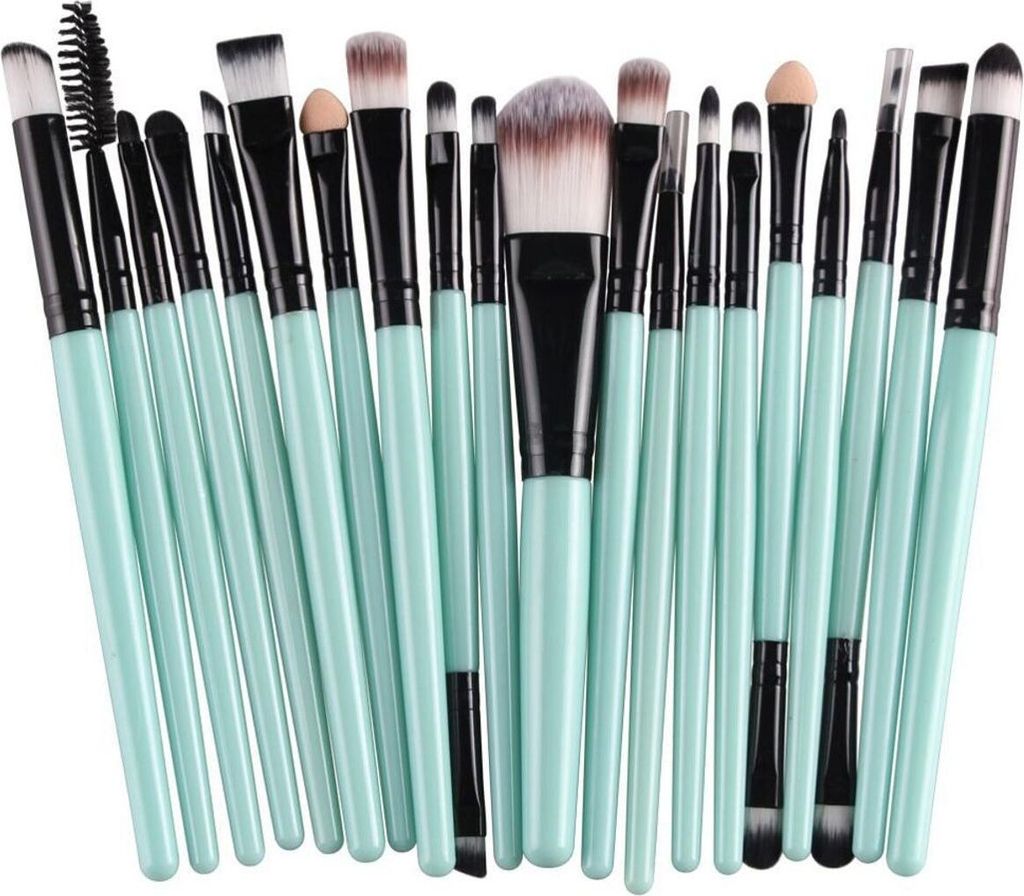 20 Stück Professionelle Make-up Pinsel Foundation Lidschatten Set Holz Griff + Nylon Haar Schwarz / Grün
