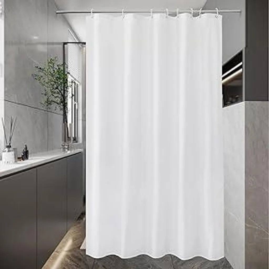 Tenda Doccia In PEVA Antimuffa 200x200 Cm | Impermeabile, Lavabile, Con 12 Anelli Inclusi | Bianca - 2