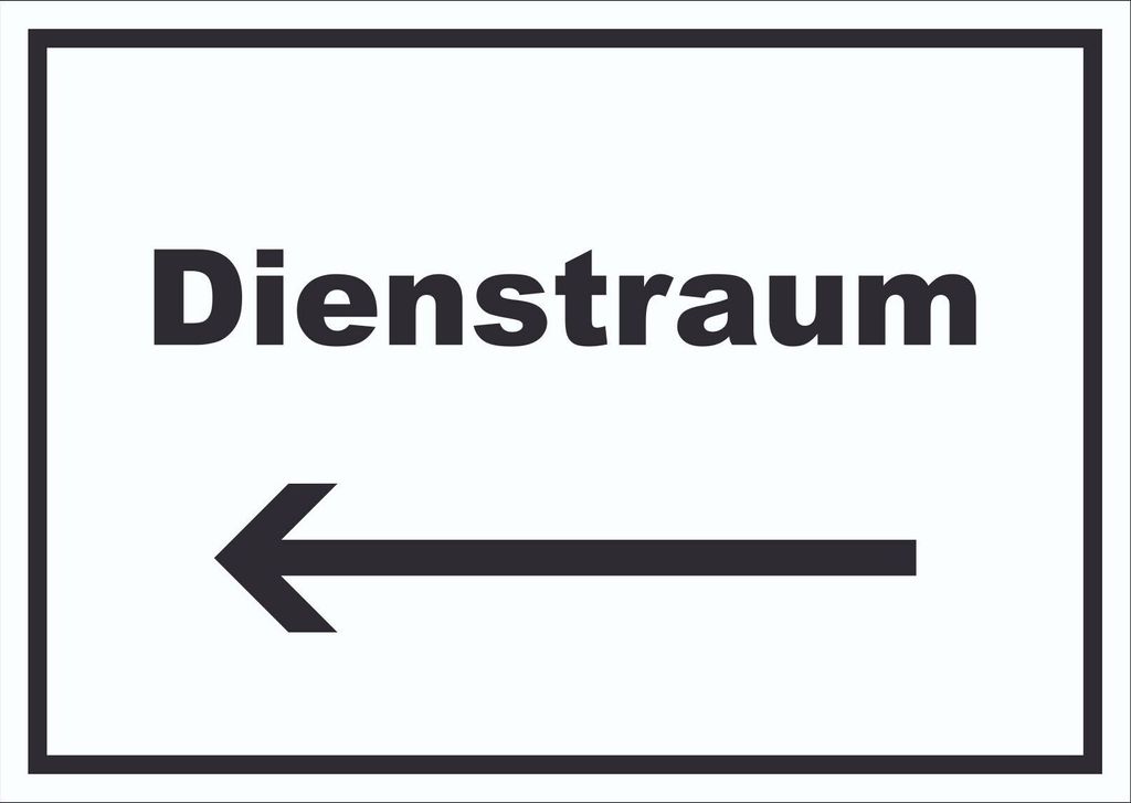 Dienstraum Schild mit Text und Richtungspfeil links Büro waagerecht A2 (420x594mm)