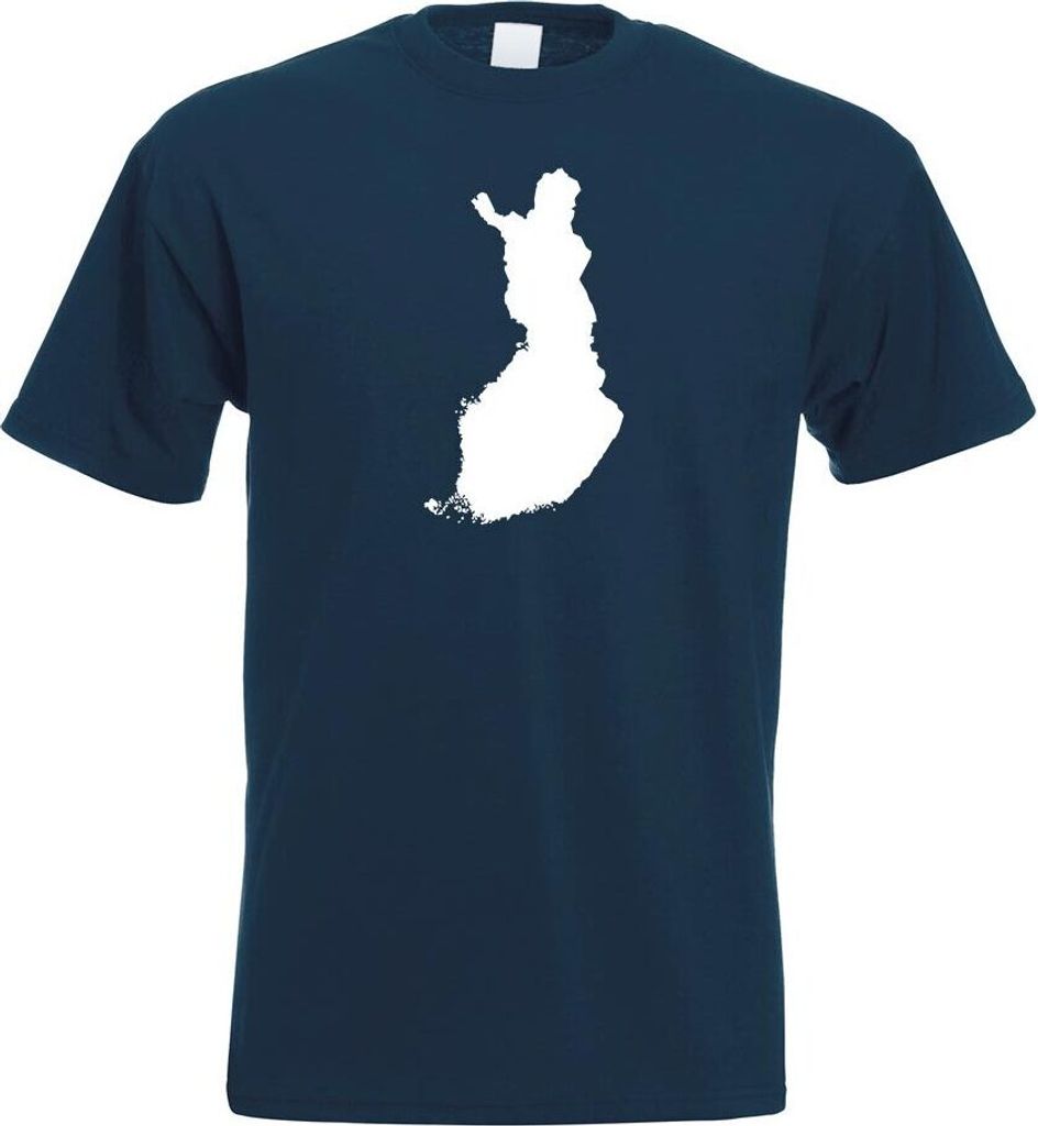 Kiwistar - T-Shirt - Navy - Finnland Umriss Kontur Herren Funshirt Bedruckt Design Sprüche Spruch Motive - mit Motiv Bedruckt - Funshirt Design - ...