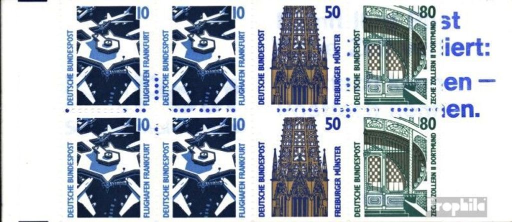 Briefmarken BRD (BR.Deutschland) 1989 Mi MH25b mZ mit Zählbalken (kompl.Ausg.) postfrisch Sehenswürdigkeiten