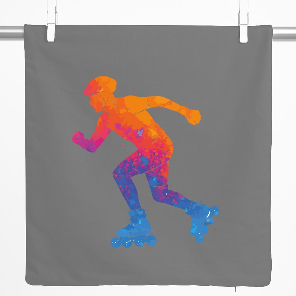 Huuraa Kissenbezug Inline Skating bunte Silhouette 40x40cm Steel Grey Baumwolle Dekokissenbezug Geschenkidee