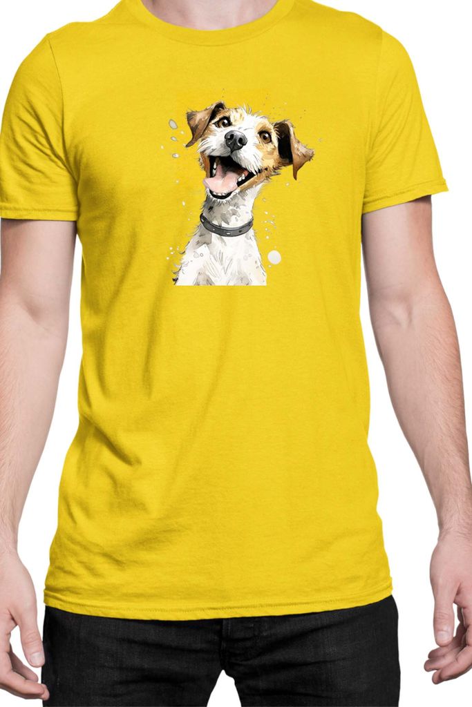 Herren T-Shirt Funny Dogs Breeds Jack Russel Terrier Dog Breed, Man S / Gelb
