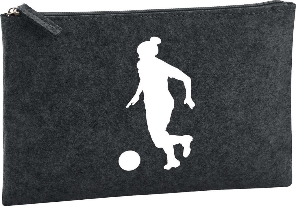 Huuraa Kulturbeutel Soccer Fußball 1 Liter Charcoal Filz Kosmetiktasche Geschenkidee