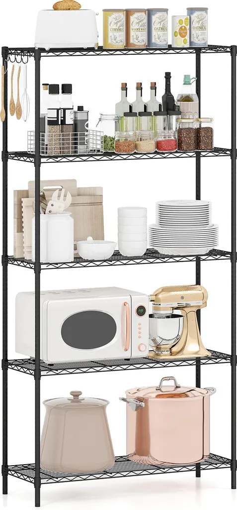 Organizzatore COSTWAY a 5 Livelli: Scaffale Portaoggetti 91x35x182 cm