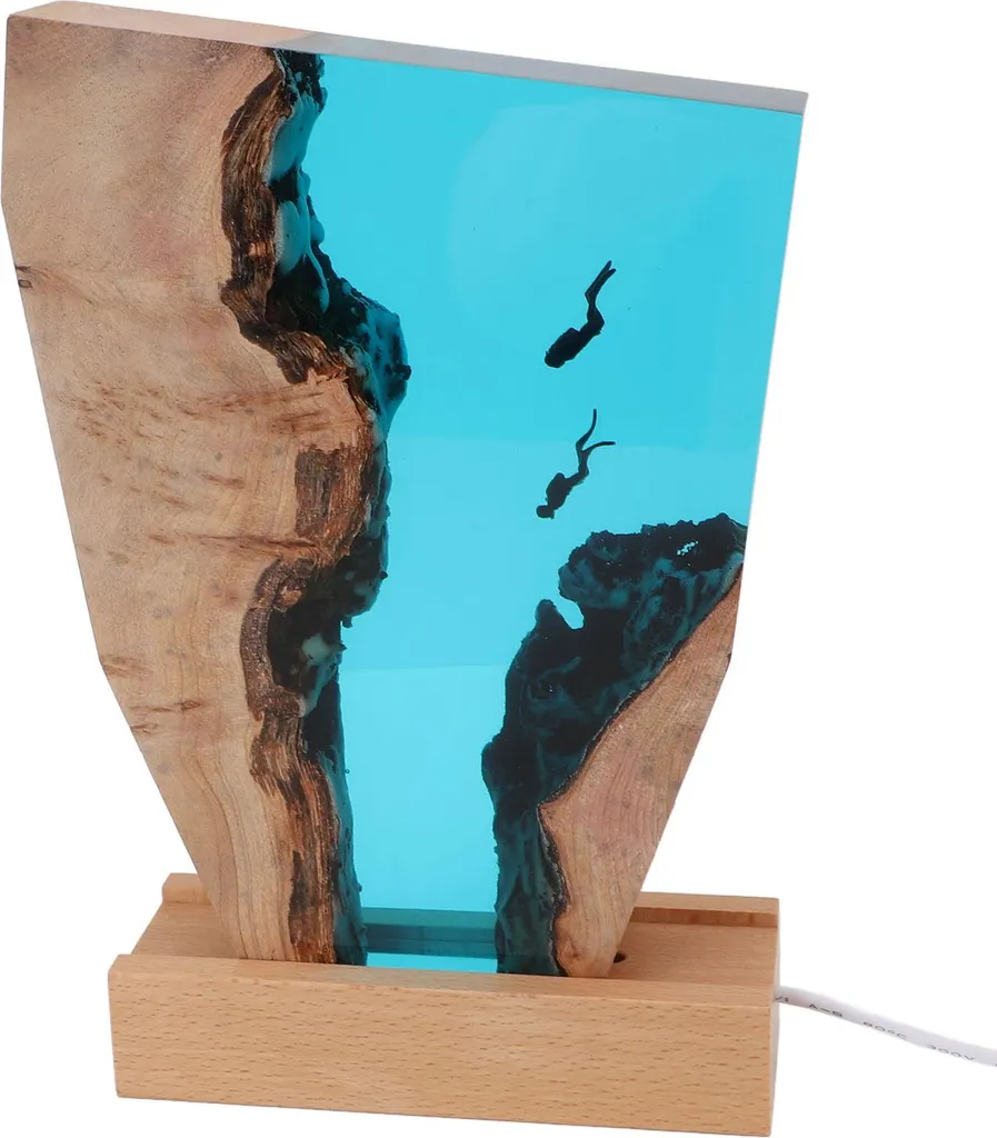 Lampe de Table LED Multicolore Design Plongeur et Résine Époxy 3D