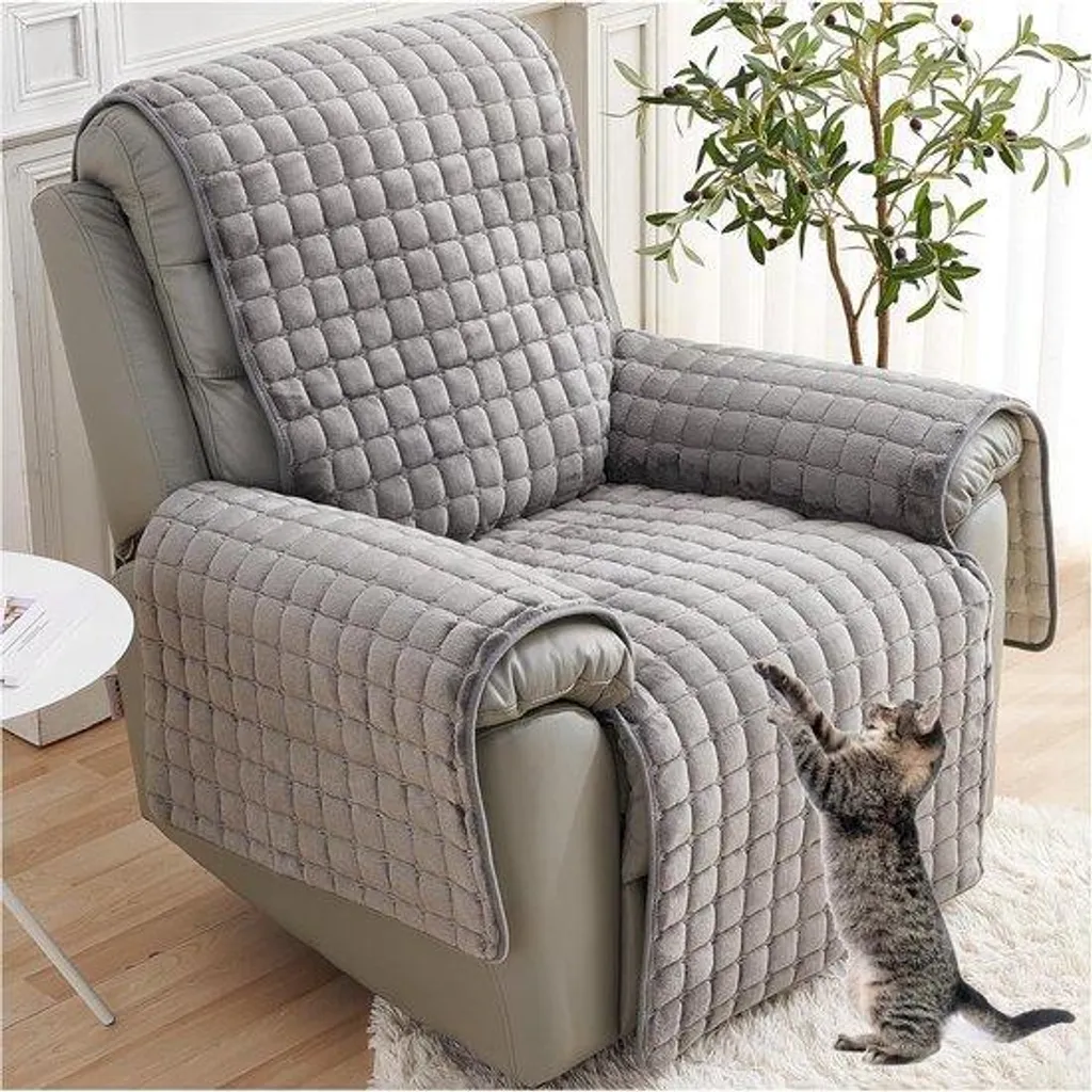Housse de protection pour fauteuil relax antidérapante grise 53x190 cm