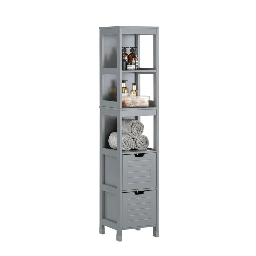 SoBuy FRG126-SG Armoire de Salle de Bain Étroite avec 2 Paniers Gris