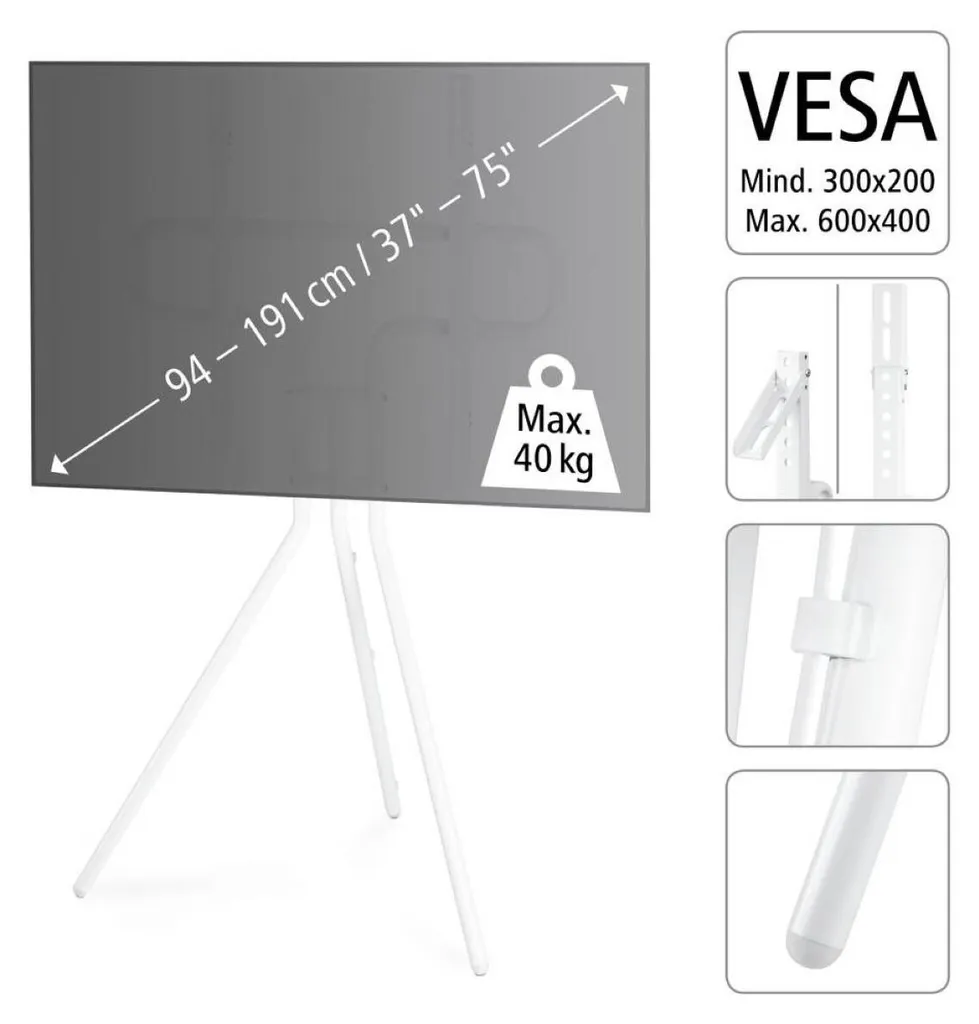 Support de sol TV blanc : la solution stable pour écran sans meuble TV