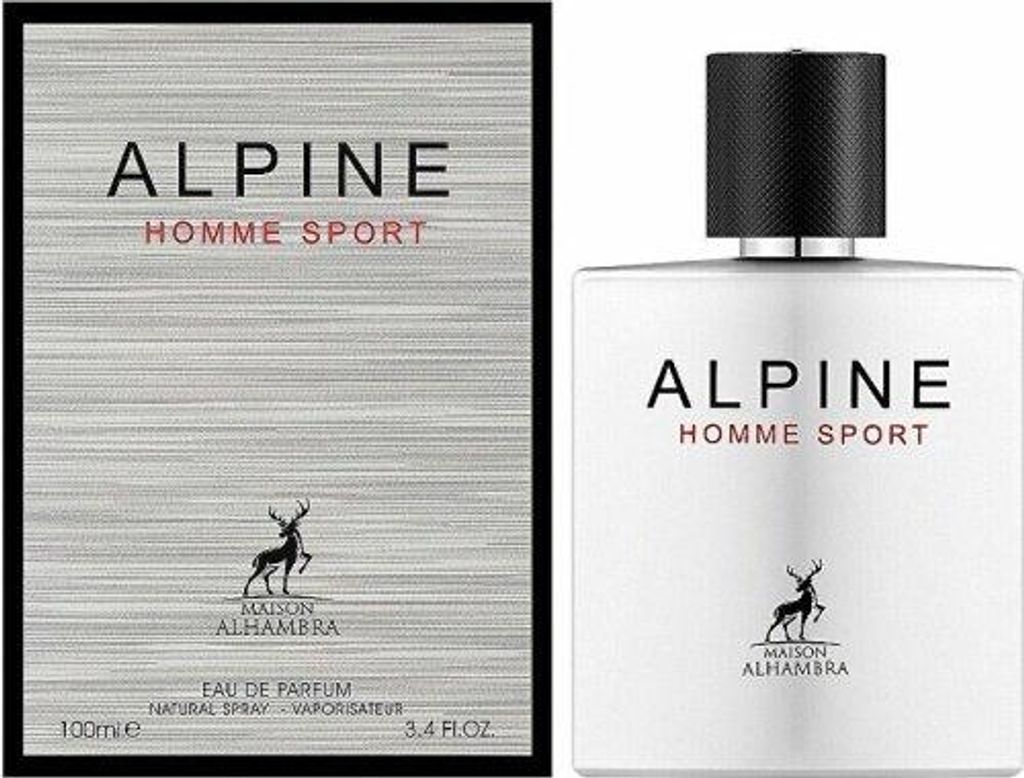 A perfume box and bottle are displayed side-by-side against a white background.