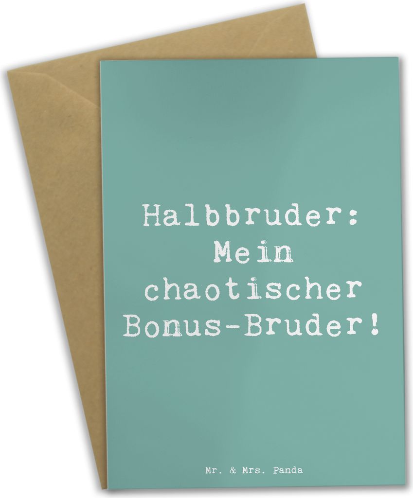 Mr. & Mrs. Panda babykarte Spruch Halbbruder Chaos - Meeresbrise - Geschenk, weihnachtskarten, Geschwister, Verbundenheit, osterkarte, Liebe, Bezie...