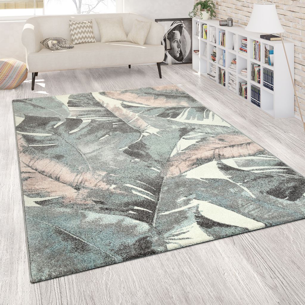 Waschbarer Teppich Wohnzimmerteppich in Grau Abstraktes Design Modern 5 Größen 