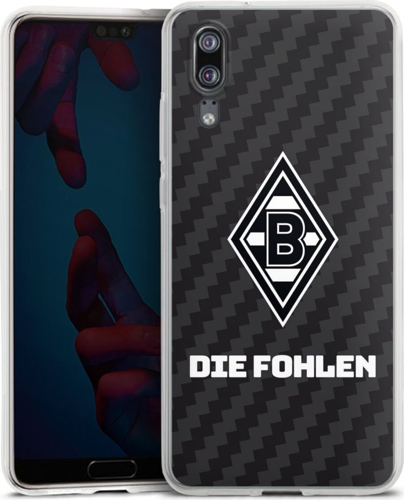 DeinDesign Handyhülle für Huawei P20 Silikon Hülle Case Smartphone Schutzhülle Borussia Mönchengladbach Carbon Gladbach