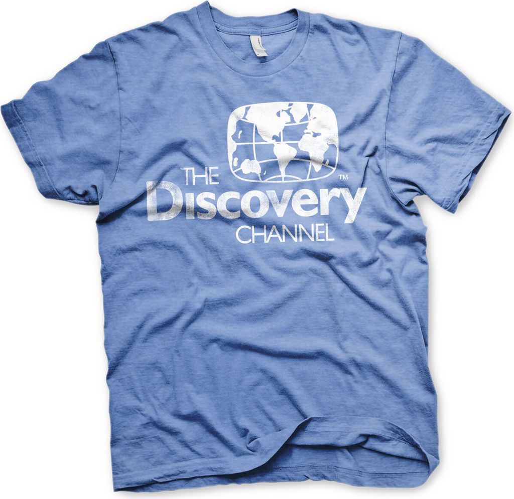 Discovery Channel Distressed Logo T-Shirt - XX-Large - Blue-Heather