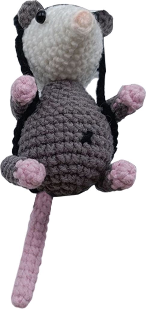 Gehäkelte Opossum-Auto-Hängedekoration, handgefertigte Strickmaus-Auto-Rückspiegel-Ornament, Tieranhänger, Auto-Innenausstattung B