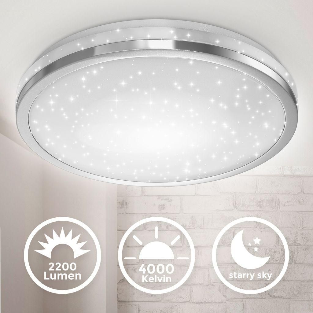 B.K.Licht LED Deckenleuchte Chrom rund Ø38cm 24W 2200lm Produktbild 