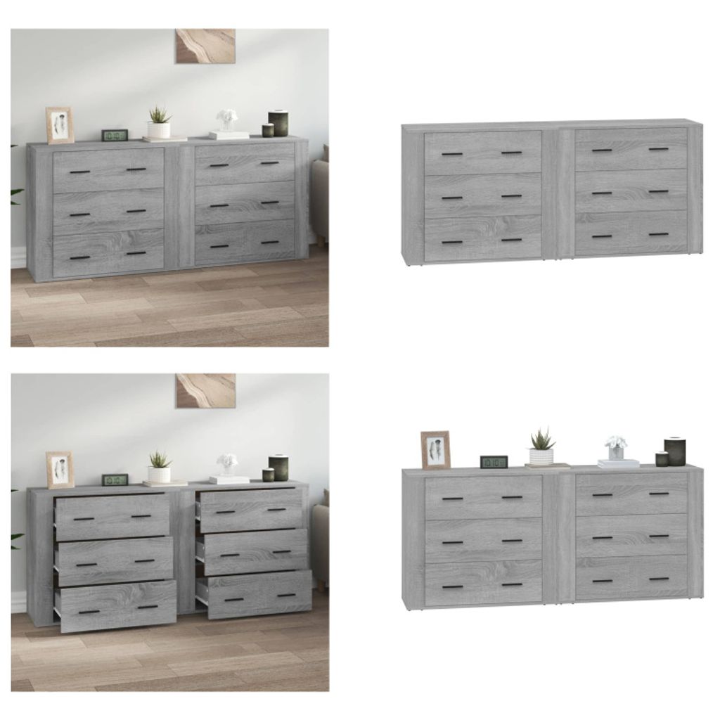 vidaXL Sideboards 2 Stk. Grau Sonoma Holzwerkstoff - Sideboard - Sideboards - Schrank - Lagerschrank