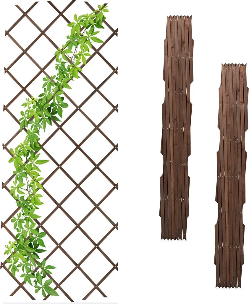 Lot de 3 supports plantes grimpantes treillis bois extensible jardin