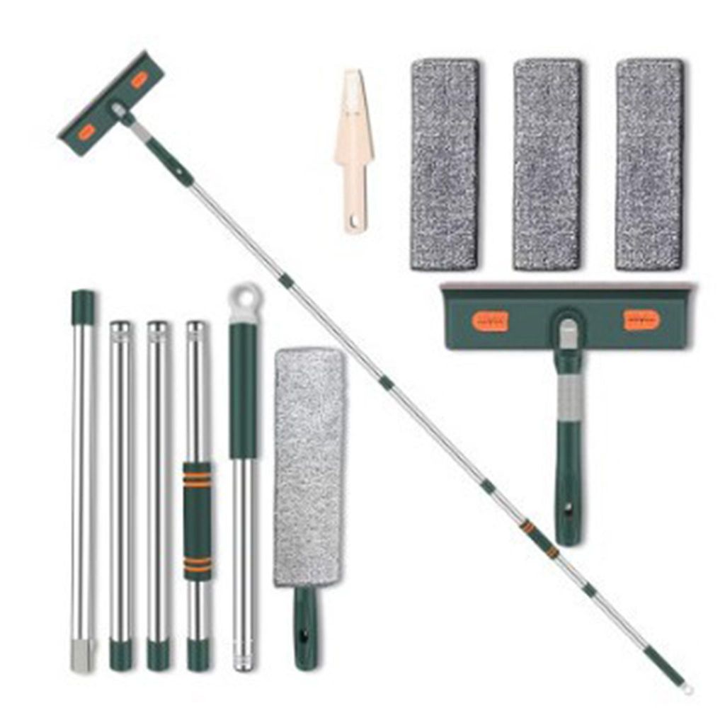 4-in-1 Fensterreiniger mit Teleskopstange, 180° Drehbar, Trocken & Nassreinigung