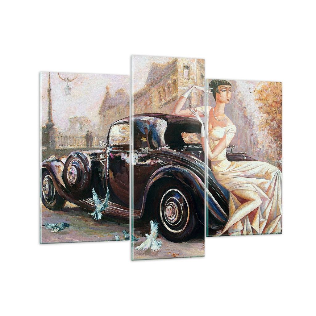 Bilder auf glas - frau retro stil - 130x100cm - Glasbilder - Wandbilder - Kunstdruck - zum Aufhängen bereit - Wanddekoration aus Glas - Glas Bilde...