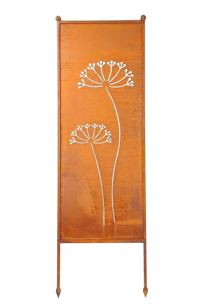 Stele Edelrost Sichtschutz "Dolde" H116cmxB32cm Windschutz Produktbild 