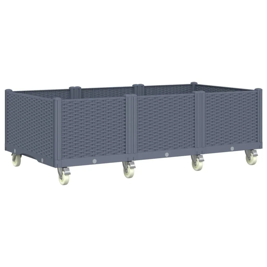vidaXL Jardinière à roulettes bleu-gris 150x80x54 cm en PP résistant