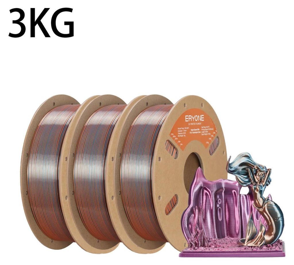 Hyper Speed Silk PLA Filament - 3D Drucker Filament - Vierfarb Coextrusion - Schneller Druck - Seidig Glänzend - 3 kg Spule - Farbe Emerald Athene