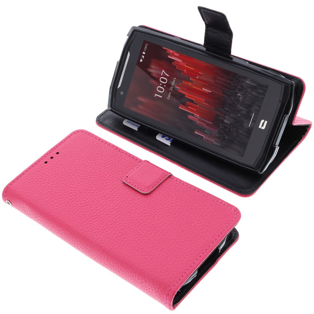 foto-kontor Tasche kompatibel mit CrossCall Core M5 Book Style pink Schutz Hülle Buch