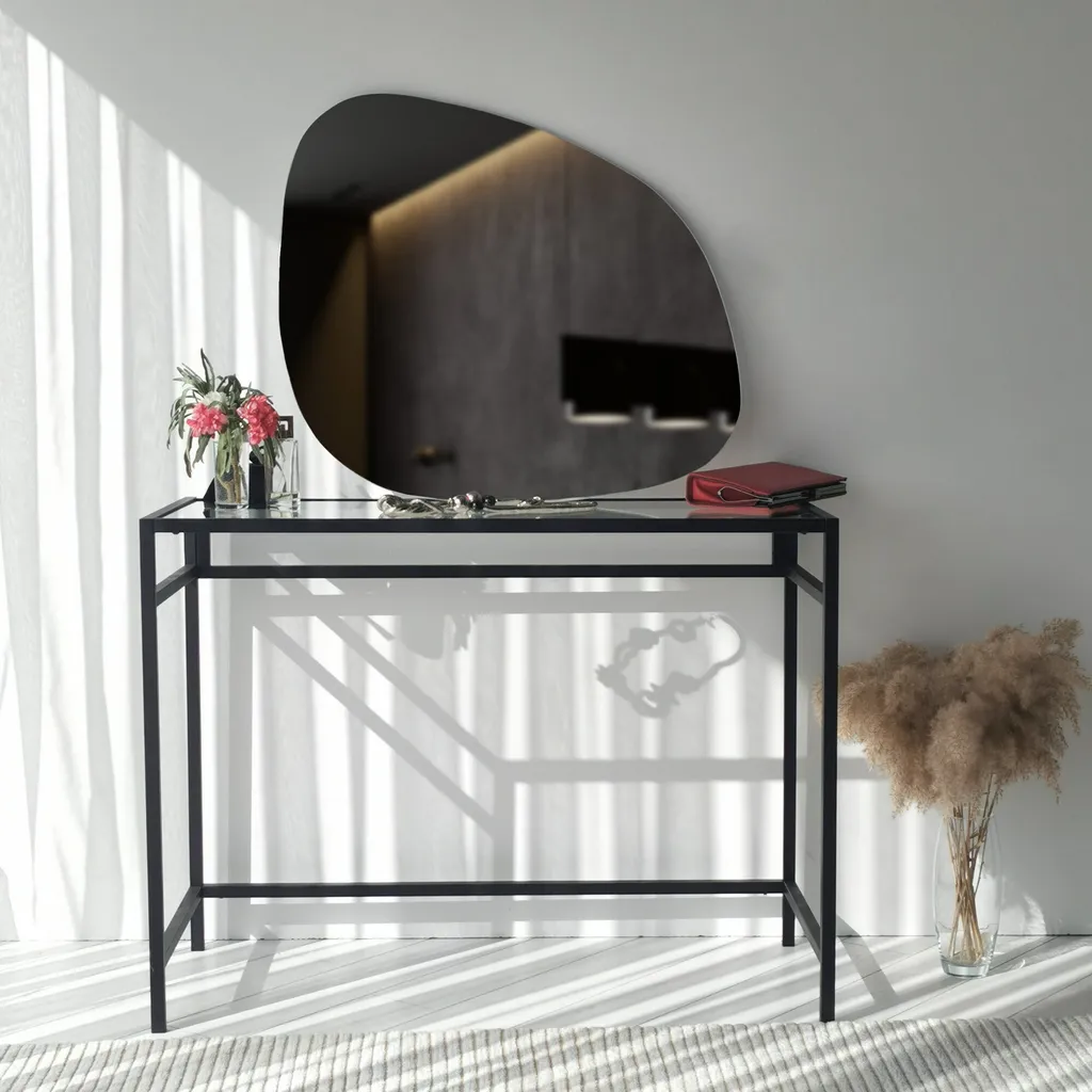 Miroir Soho Noir en MDF 85x67 cm avec Cadre Design Noir Élégant